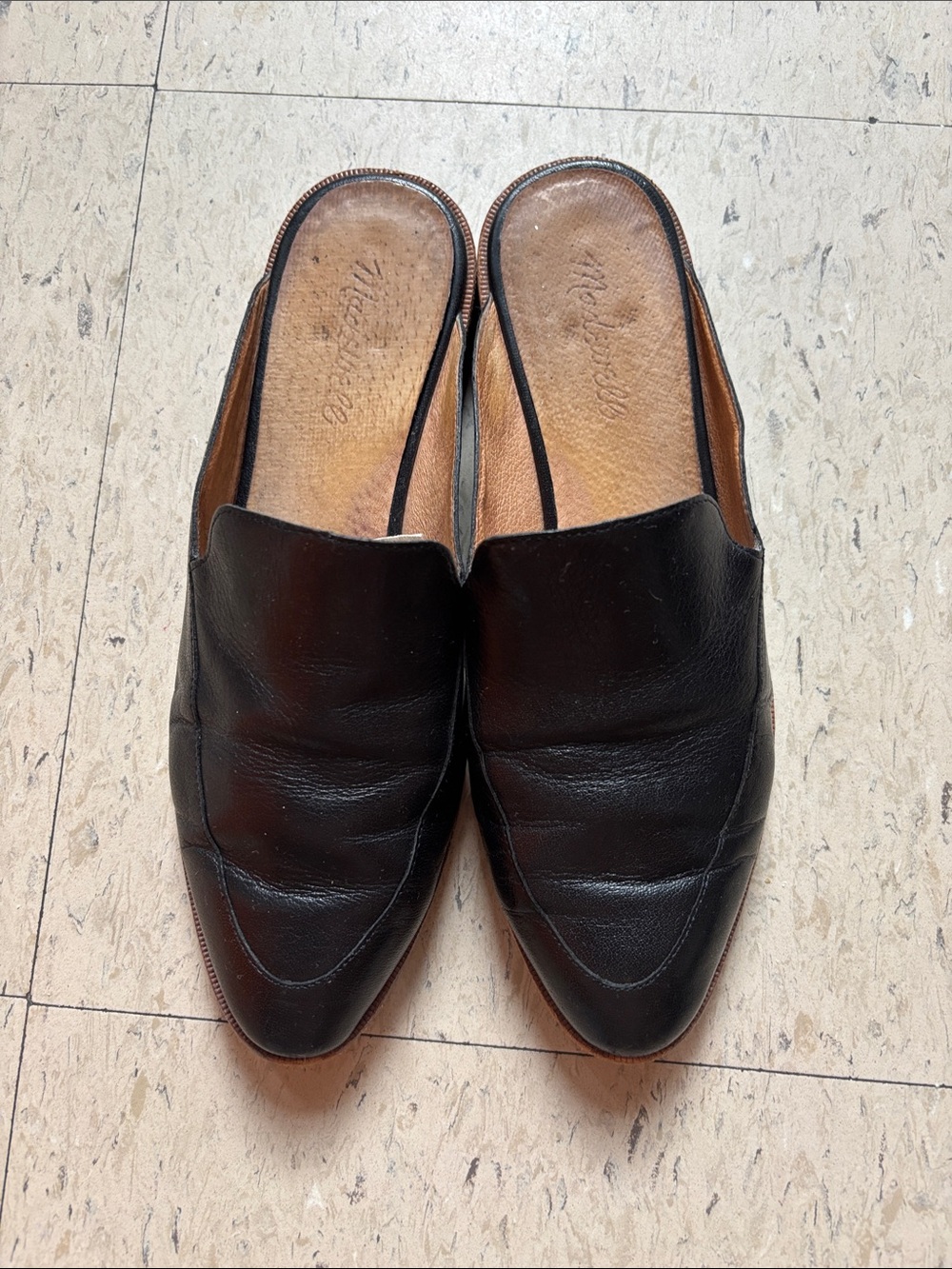 ❤️ Madewell Black Leather Mule Slides Size 7.5